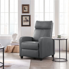Yaheetech Grey PU Leather Recliner Chair with Pocket