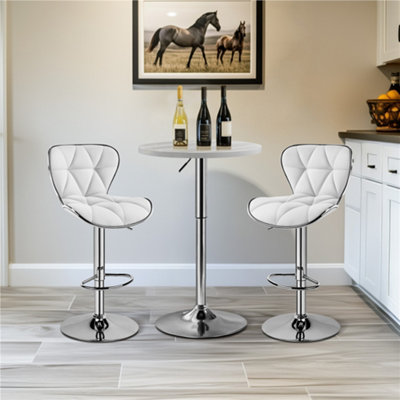 Yaheetech Grey Pub Round Table with Adjustable Height