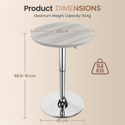 Yaheetech Grey Pub Round Table with Adjustable Height