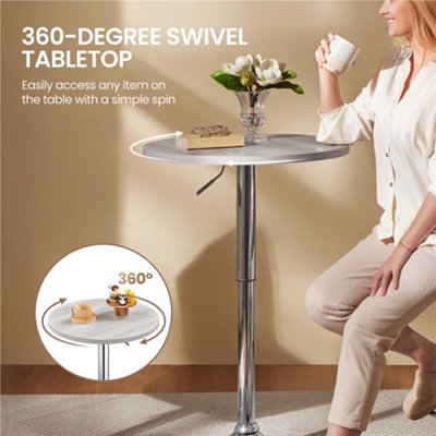 Yaheetech Grey Pub Round Table with Adjustable Height