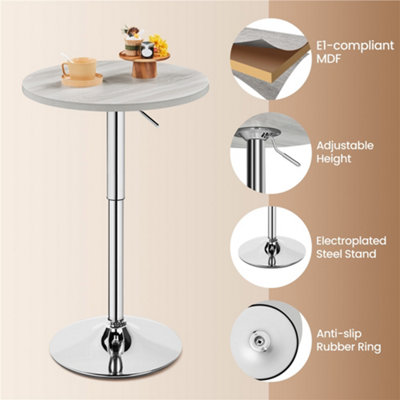 Yaheetech Grey Pub Round Table with Adjustable Height