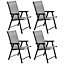 Yaheetech Grey Set of 4 Outdoor Texteline Folding Dining Chairs with Backrest/ Armrests