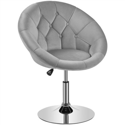 Yaheetech Grey Upholstered Height Adjustable Round Swivel Chair