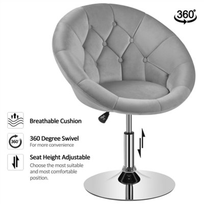 Yaheetech Grey Upholstered Height Adjustable Round Swivel Chair