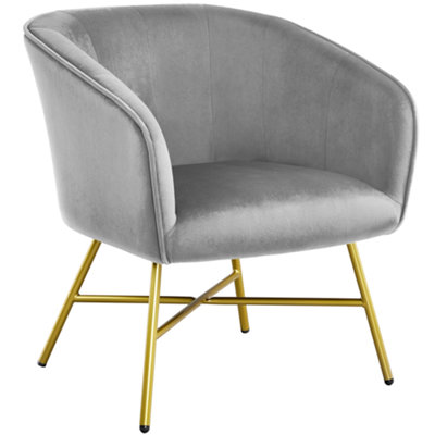 Yaheetech Grey Upholstered Velvet Armchair with Backrest and Armrest