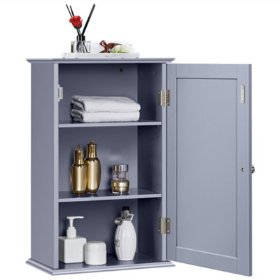 Yaheetech Grey Wall Mounted Cabinet Storage with 3 Tiers Adjustable Shelf