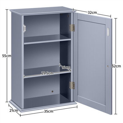 Yaheetech Grey Wall Mounted Cabinet Storage with 3 Tiers Adjustable Shelf