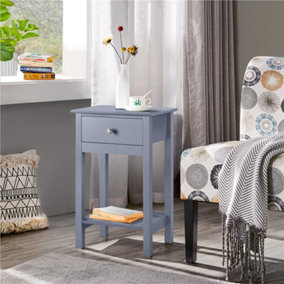 Yaheetech Grey Wood Bedside Table End Table with Drawer