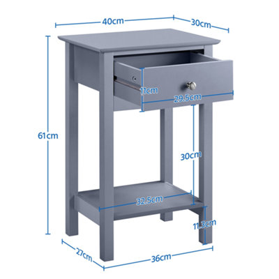 Yaheetech Grey Wood Bedside Table End Table with Drawer