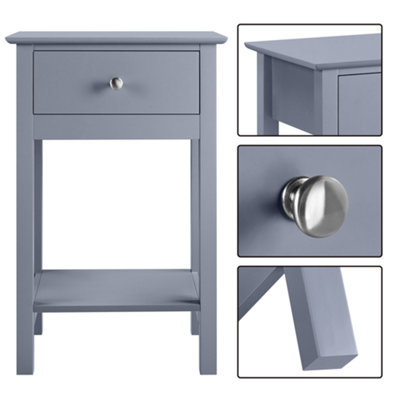 Yaheetech Grey Wood Bedside Table End Table with Drawer
