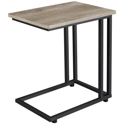 Yaheetech Grey Wooden Side Table with Wheels for Small Spaces