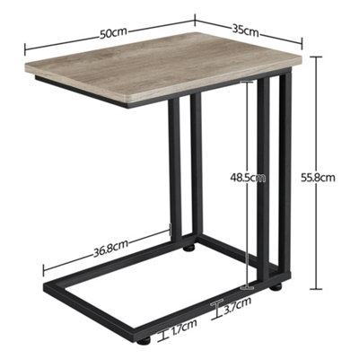 Yaheetech Grey Wooden Side Table with Wheels for Small Spaces