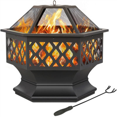 Ktaxon 35 Inch Heavy Duty Outdoor Fireplace Firewood Log Rack w/ Tools and Brackets