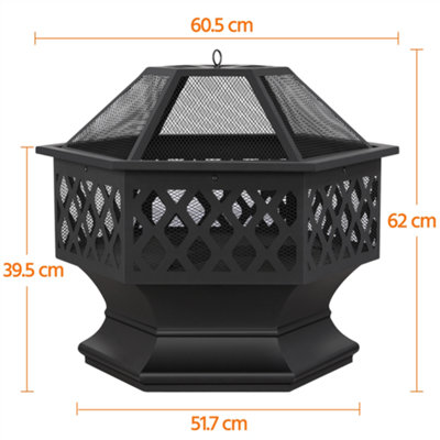 Yaheetech Heavy Duty Hex Fire Pit with Mesh Poker Sides - 3