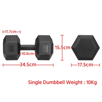 Yaheetech Hexagon 2x10 Kg Dumbell Set for Strength Workouts Home Gym Essential