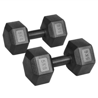 Yaheetech Hexagon 2x5 Kg Dumbell Set for Strength Workouts Home Gym Essential