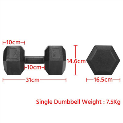 Yaheetech Hexagon 2x7.5 Kg Dumbell Set for Strength Workouts Home Gym Essential