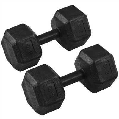 Yaheetech Hexagon 2x8 Kg Dumbell Set for Strength Workouts Home Gym Essential