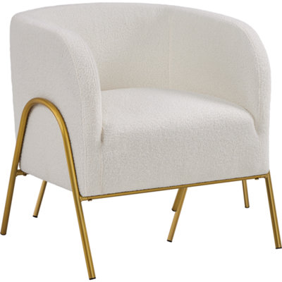 Yaheetech Ivory Accent Armchair with Gold-tone Metal Legs