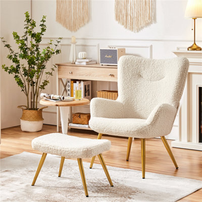 Ivory and deals wood accent chair