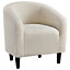 Yaheetech Ivory Boucle Club Chair Accent Barrel Chair Upholstered Arm Chair