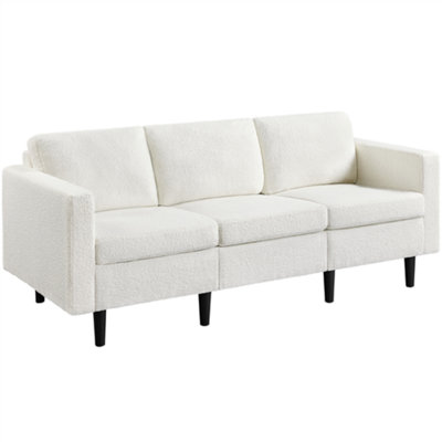 Yaheetech Ivory Boucle Contemporary 3-Seater Sofa Couch