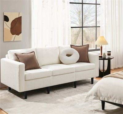Yaheetech Ivory Boucle Contemporary 3-Seater Sofa Couch