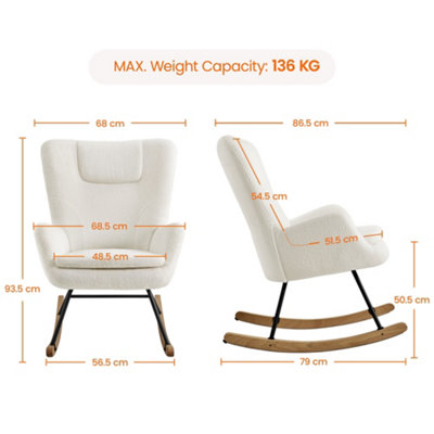 Yaheetech Ivory Boucle Upholstered Small Rocking Accent Chair with ...
