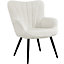 Yaheetech Ivory Upholstered Curved Back Fabric Armchair