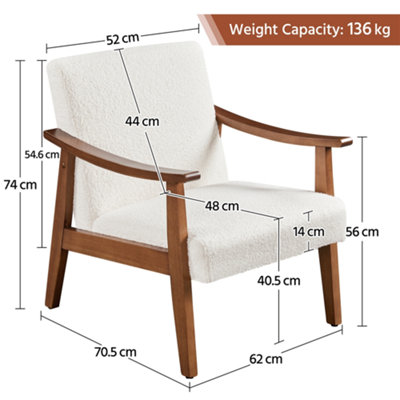 Yaheetech Ivory Upholstered Faux Leather Armchair with Wood Legs