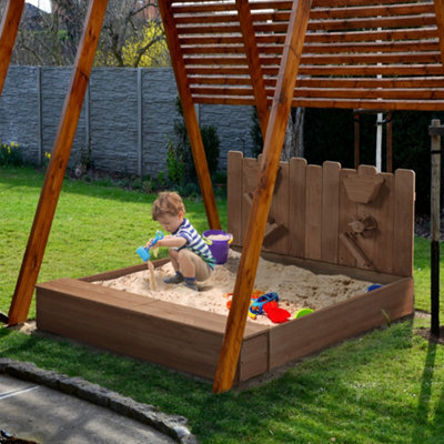 Yaheetech Kids Sandbox with Funnel For Kids Ages 3-8 - Dark Brown