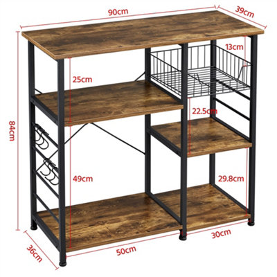 Yaheetech Kitchen Storage Rack with Shelfs Rustic Brown
