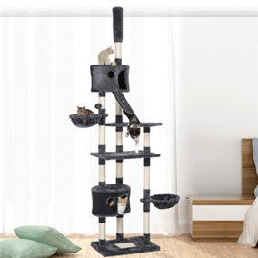 Yaheetech Large Cat Tree with Adjustable Height Dark Grey