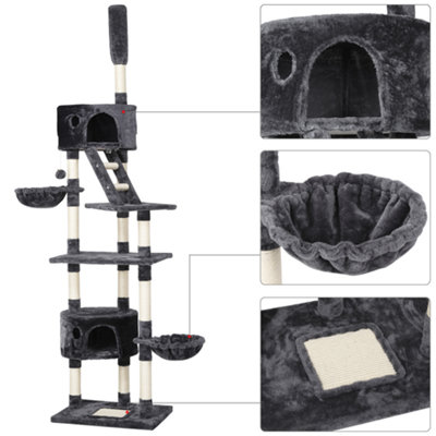 Yaheetech Large Cat Tree with Adjustable Height Dark Grey
