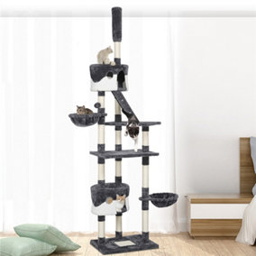 Yaheetech Large Cat Tree with Adjustable Height Light Grey