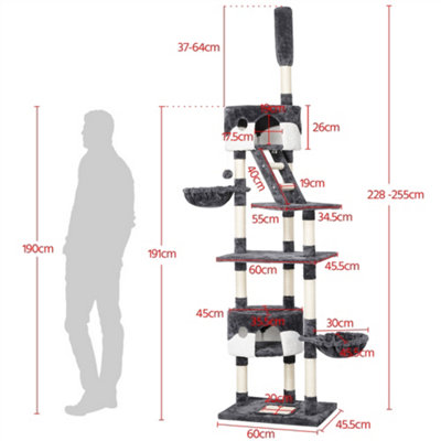 Yaheetech Large Cat Tree with Adjustable Height Light Grey