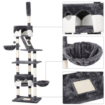 Yaheetech Large Cat Tree with Adjustable Height Light Grey