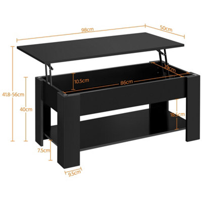 Yaheetech Lift Top Coffee Table with Hidden Compartment and Open Shelf