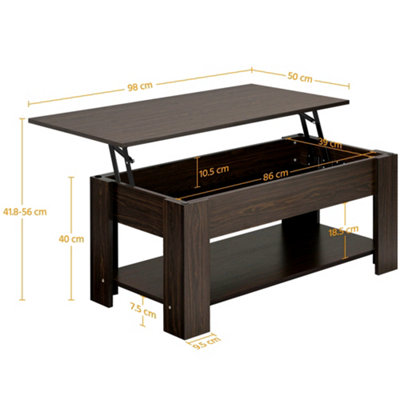 Yaheetech Lift Top Coffee Table with Hidden Compartment and Open Shelf ...