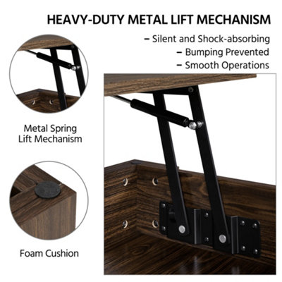 Yaheetech Lift Top Coffee Table with Hidden Compartment and Open Shelf ...