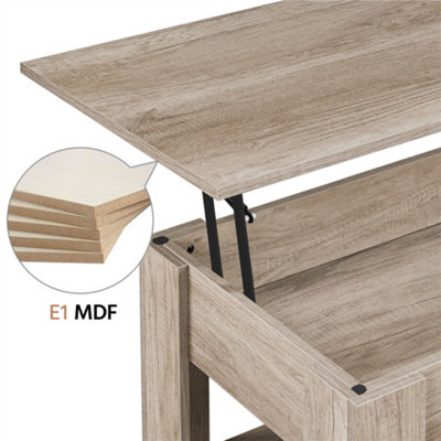 Yaheetech Lift Top Coffee Table with Hidden Compartment and Open Shelf Grey