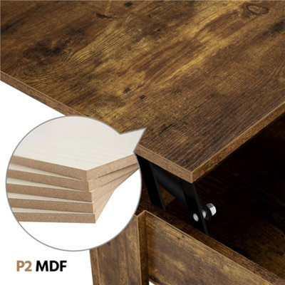 Yaheetech Lift Top Coffee Table with Hidden Compartment and Open Shelf Rustic Brown