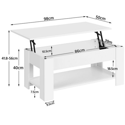 Yaheetech Lift Top Coffee Table with Hidden Compartment and Open Shelf White