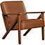 Yaheetech Light Brown Faux Leather Armchair Lounge Chair with Z-shaped Wood Legs