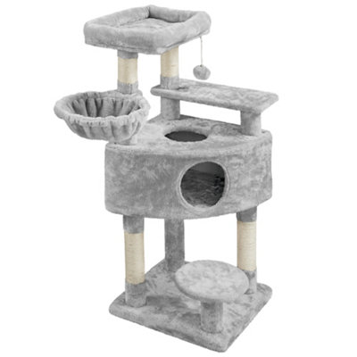 Yaheetech Light Grey 116.5cm Cat Tree Cat Climbing Tower with Perch & Basket & Scratching Posts