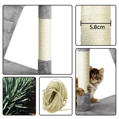 Yaheetech Light Grey 129.5cm Multilevel Cat Tree Tower with Scratching Post and Hammock Tunnel