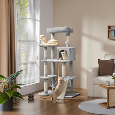 Yaheetech Light Grey 137 cm H Multilevel Cat Tree with with Hammock ...