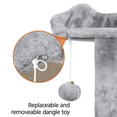 Yaheetech Light Grey 137cm Multilevel Cat Tree Tower with Scratching Posts and 2 Condos