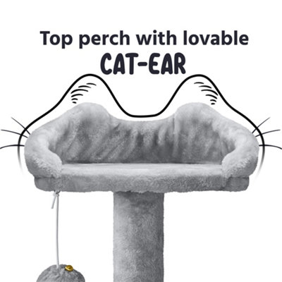 Yaheetech Light Grey 137cm Multilevel Cat Tree Tower with Scratching Posts and 2 Condos
