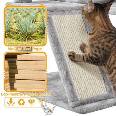 Yaheetech Light Grey 144.5cm Cat Tree Tower with Condos & Scratching Posts & Platforms